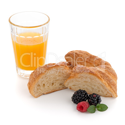 Croissant , raspberries and blackberries