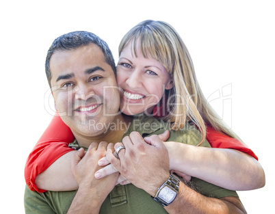 Attractive Mixed Race Couple on White