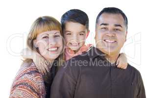 Happy Young Mixed Race Family Isolated on White