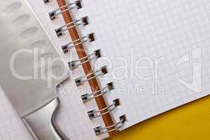 Blank paper for recipes with knife