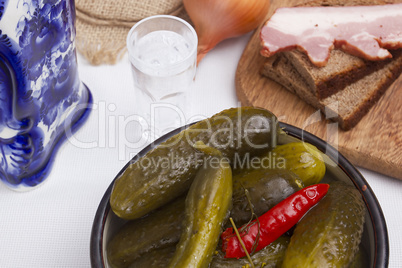 Pickled cucumbers as a snack to vodka