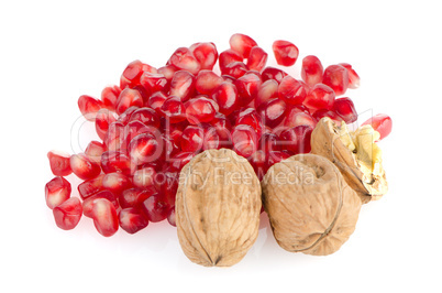 Pomegranate seed pile and nuts