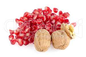 Pomegranate seed pile and nuts