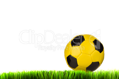 Yellow football on grass field