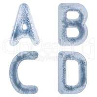 Letters A,B,C and D in ice