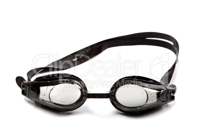 Goggles for swimming with water drops