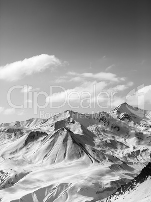 Black and white snowy mountains in nice sun day