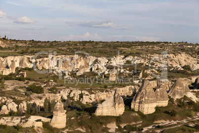 View on evening Cappadocia valley in spring