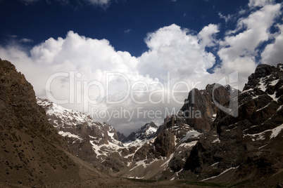 Mountains and sky with clouds