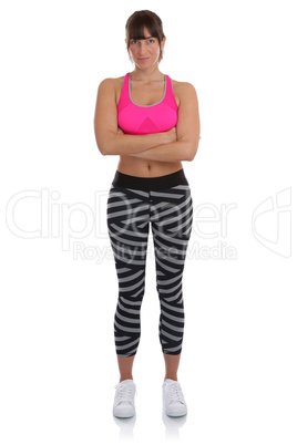 Junge Fitness Sport Frau Workout stehen fit schlank Ganzkörper