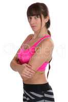 Fitness Workout Frau beim Sport Training Portrait Freisteller
