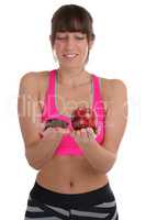 Fitness Sport junge Frau Diät abnehmen fit schlank Apfel Frucht