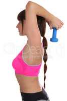 Workout Training Frau beim Sport Trizeps Rücken Schulter im Pro