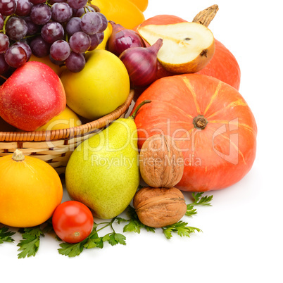 fruits and vegetables isolated on a white background