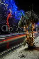 Colorful Christmas illumination in city street