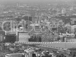 Black and white Aerial view of London