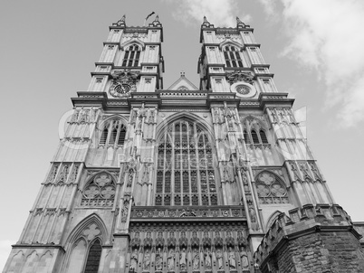 Black and white Westminster Abbey in London