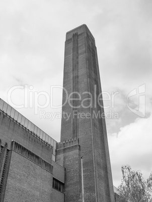 Black and white Tate Modern in London