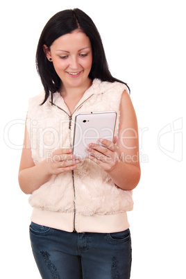 beautiful teenage girl with tablet