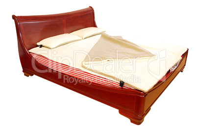 luxury wooden bed isolated