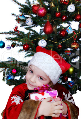 little girl with Christmas gift