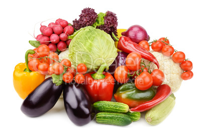 set vegetables isolated on white background