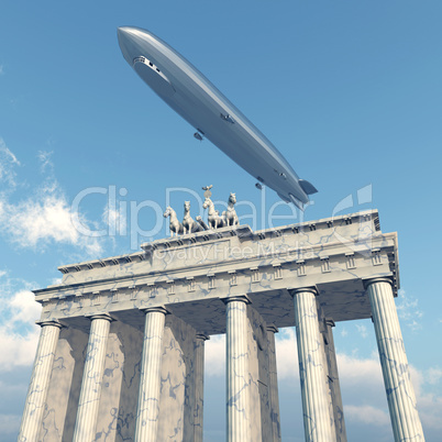 Zeppelin über dem Brandenburger Tor