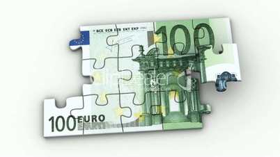 Animated Puzzles with Image of 100 Euro