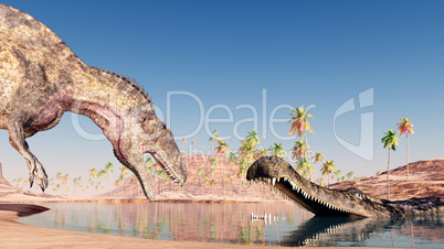 Acrocanthosaurus und Sarcosuchus
