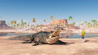 Sarcosuchus und Tourist