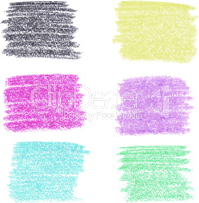 Set of wax crayon spots, isolated on white background