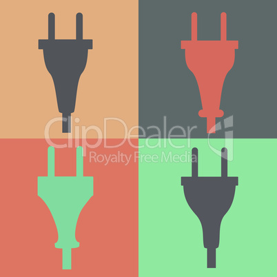 Set of electric plug sign icon. Power energy symbol. Flat style.