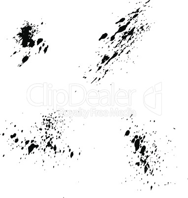 Set of black ink blots splash for grunge