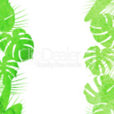 Watercolor tropical leaves