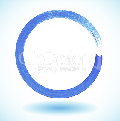 Blue paintbrush circle vector frame
