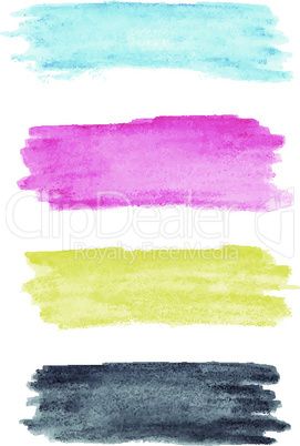 CMYK colors vector watercolor stains