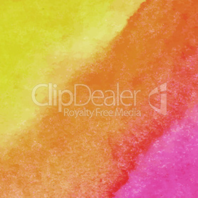 Orange watercolor paint vector background with blots and banner