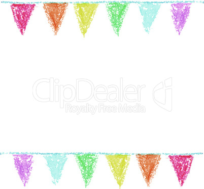 Wax crayon party bunting, isolated on white background