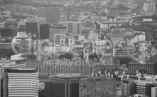 Black and white Aerial view of London