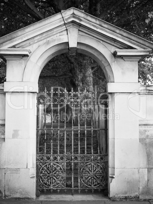 Black and white Old gate