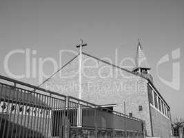 Black and white Cavagnolo parish church