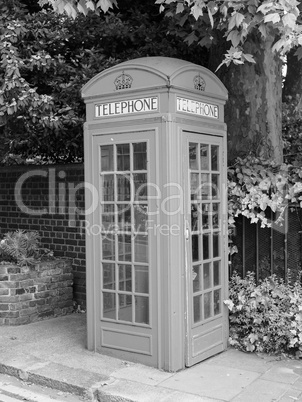 Black and white Red phone box in London