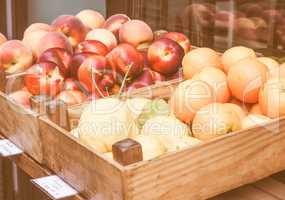 Retro looking Fruit on a market shelf
