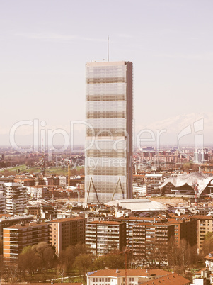 Retro looking Milan aerial view