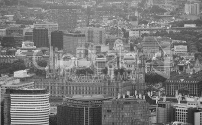 Black and white Aerial view of London