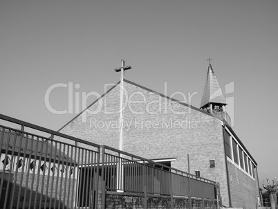 Black and white Cavagnolo parish church