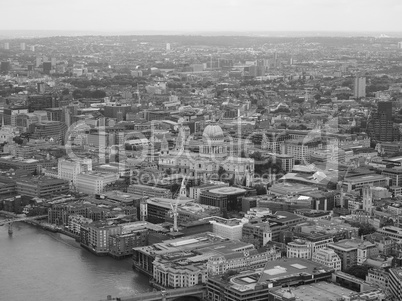 Black and white Aerial view of London