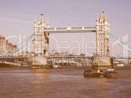 Retro looking Tower Bridge in London