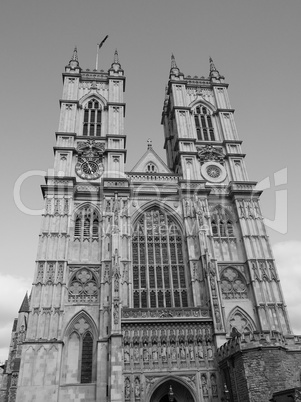 Black and white Westminster Abbey in London