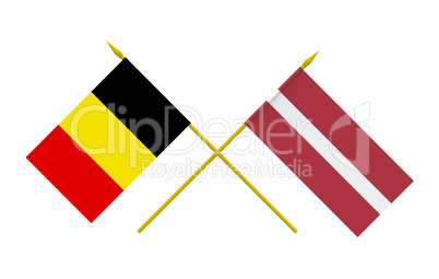 Flags, Belgium and Latvia